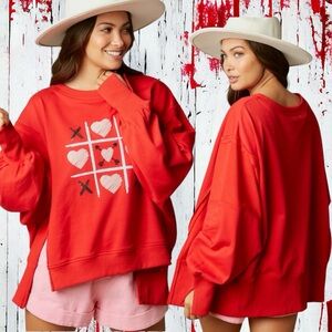 Tic tac toe sequin oversized French terry top S M L